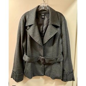 Vintage DM New York Dark Gray Size M Jacket Coat Blazer Lined Grommet Belt